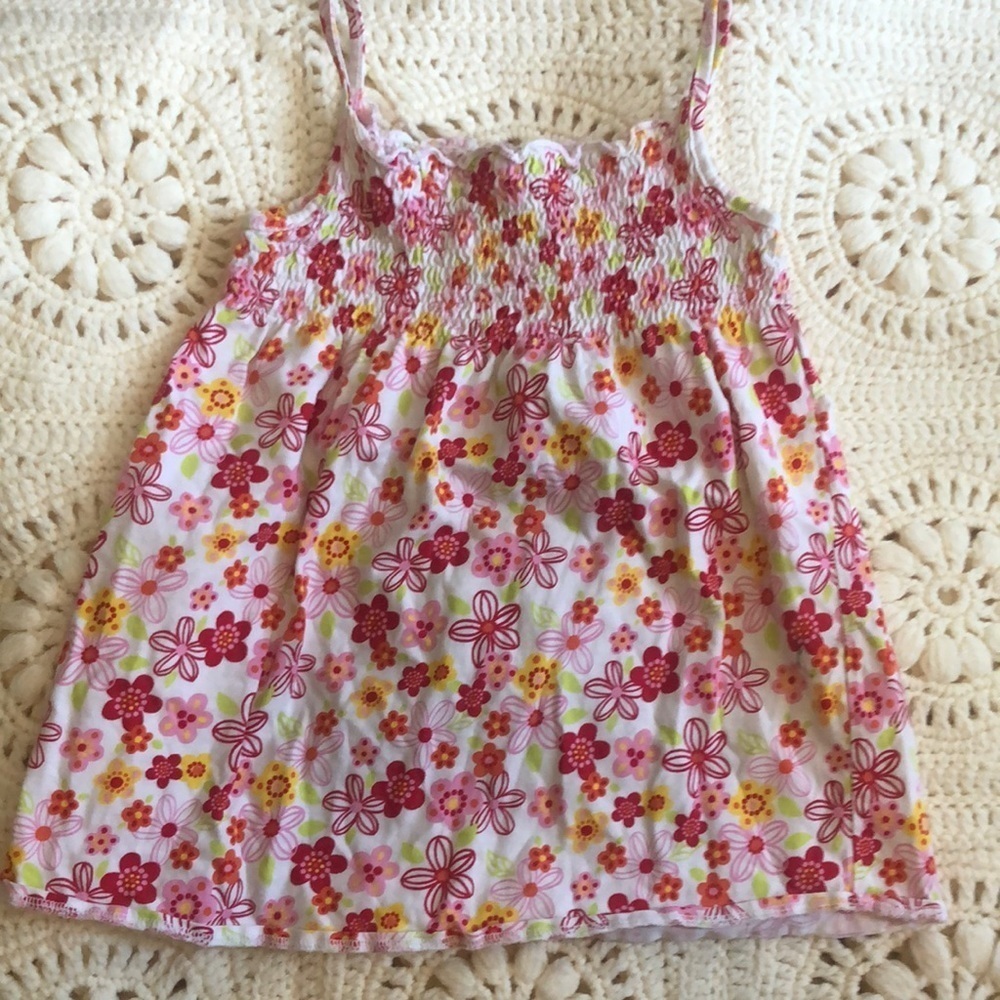 Nordstrom Sweet Ivy Pink and White Floral Smocked Square Neck Dress 2T